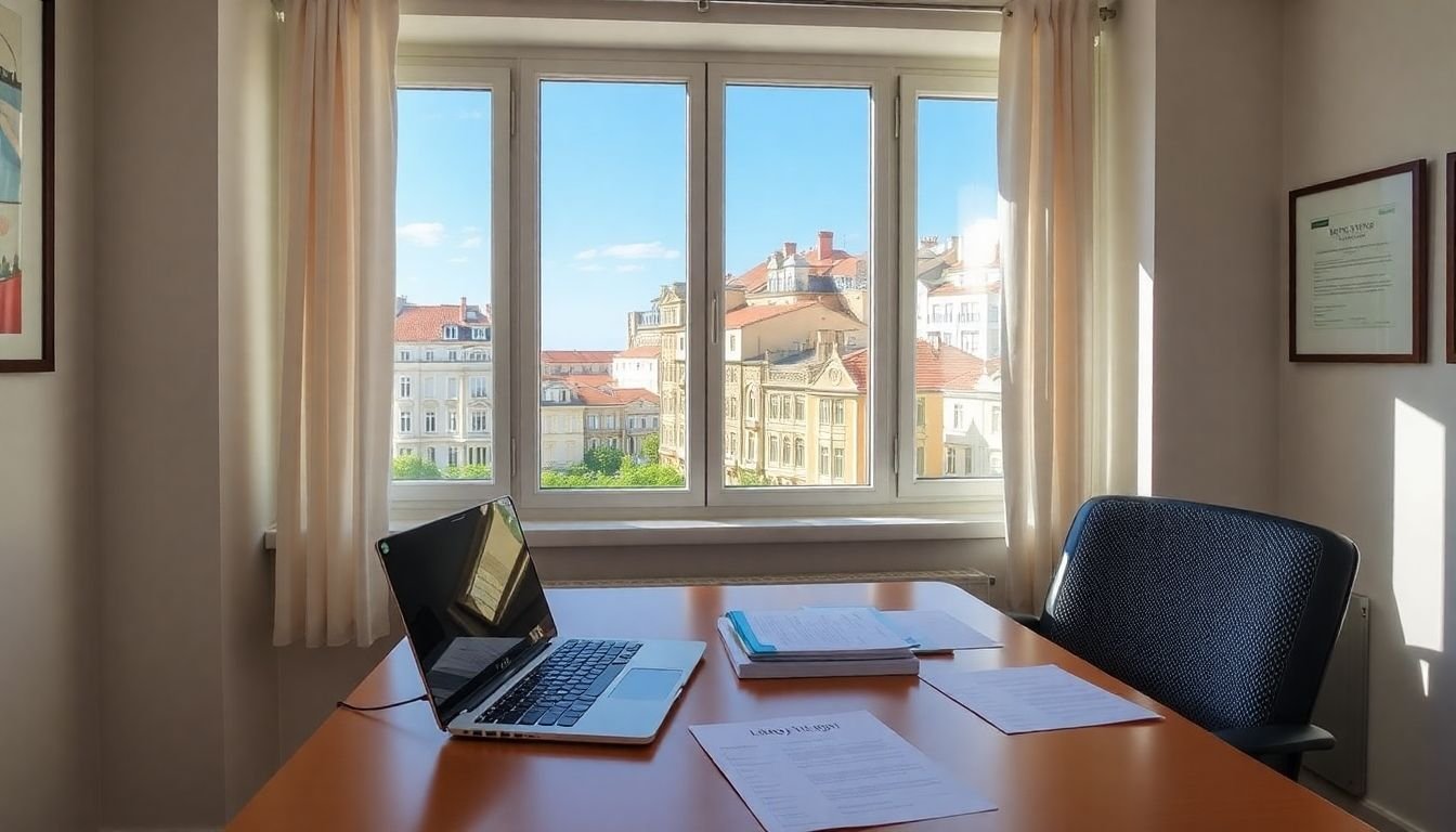 Office setting for UK citizens exploring Portuguese mortgages.