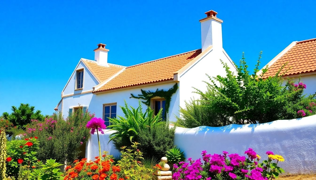 Charming Portuguese house with traditional architecture and greenery.