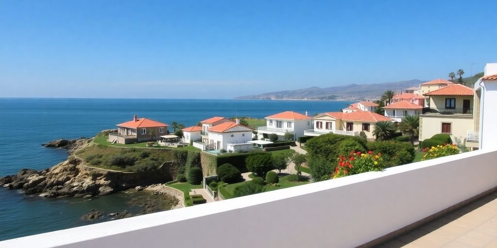 Scenic view of Portugal's coast with charming villas.