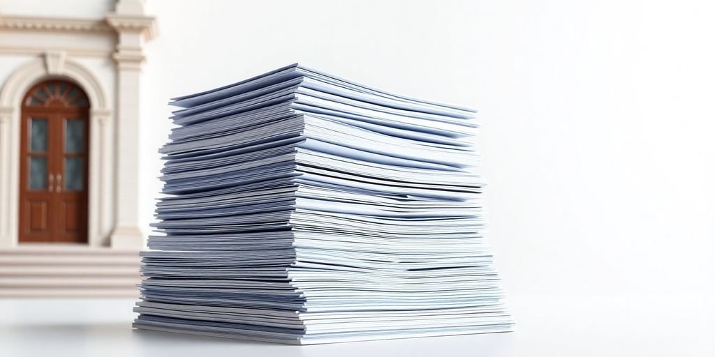 Portuguese mortgage documents with subtle financial motifs.